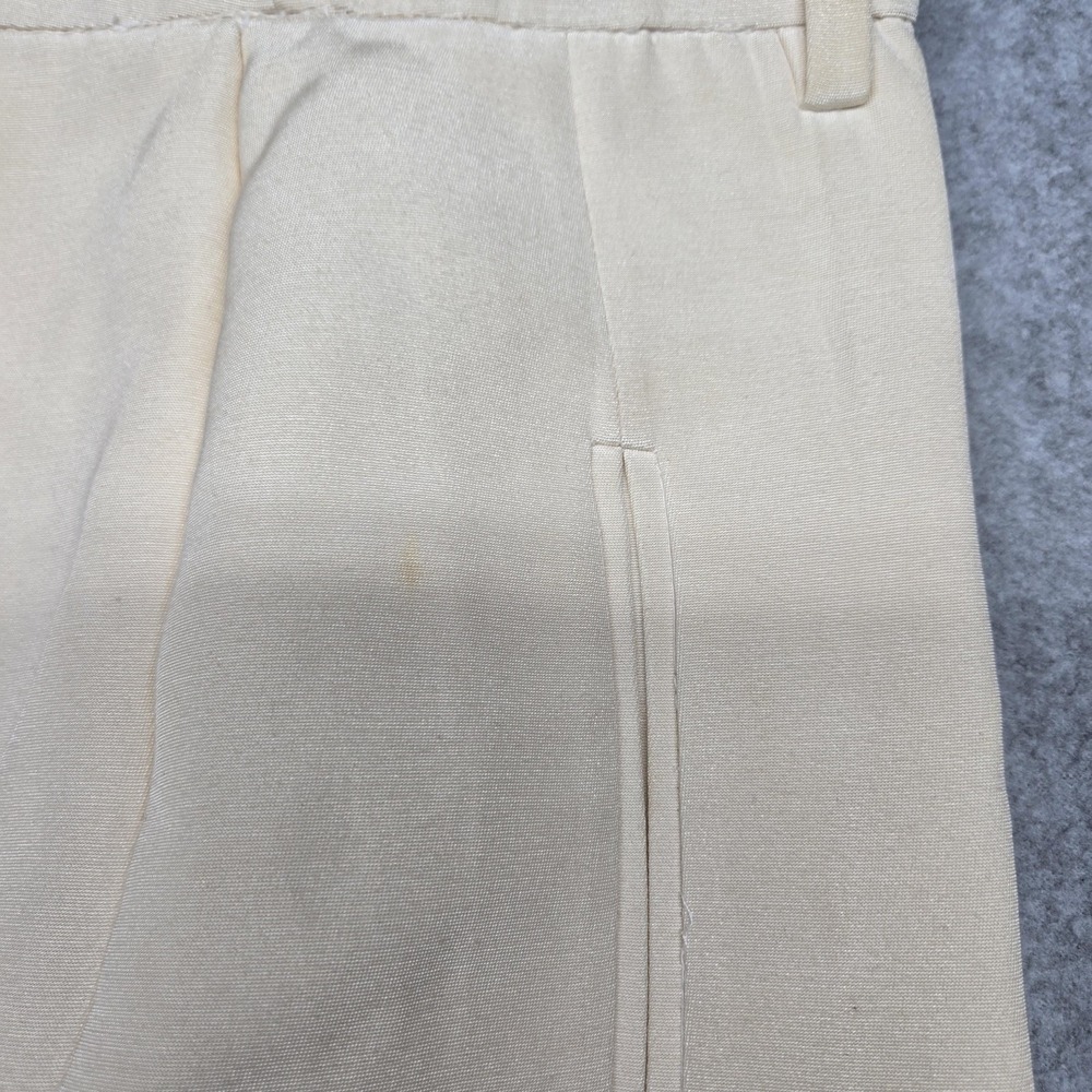 Balenciaga Pants Womens 38 Beige Silk Gabardine Cuffed Zip‎ Ankle Made Italy - Picture 4 of 16